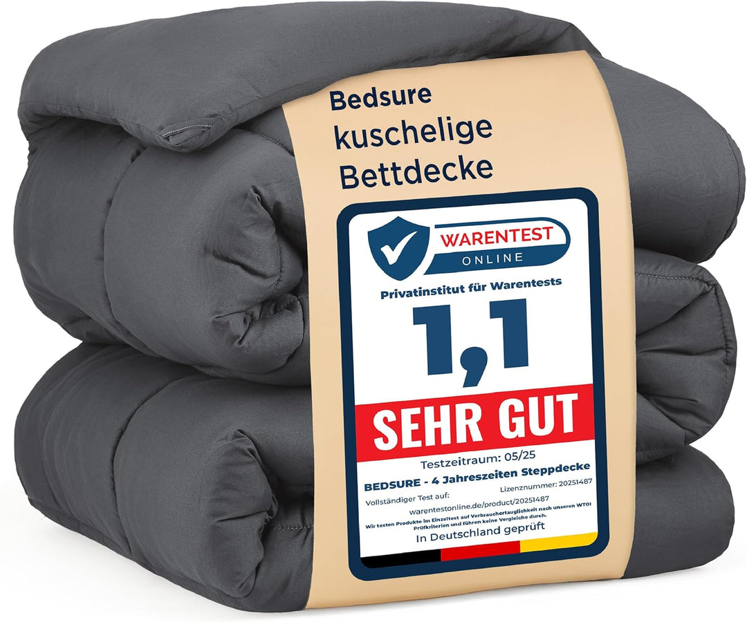 BEDSURE Bettdecke 155x220 Ganzjahresdecke 4 Jahreszeiten, Steppdecke für Allergiker 300GSM Duvet 155