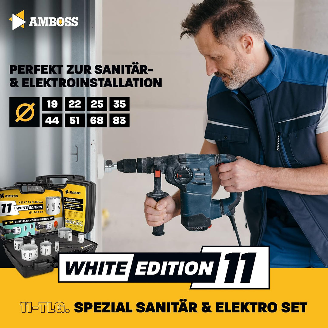 Amboss M 42 Bi-Metall Lochsägen Set Ø 19-83 mm (11-teilig) | Für Aluminium, Stahl, Gipskarton, Holz