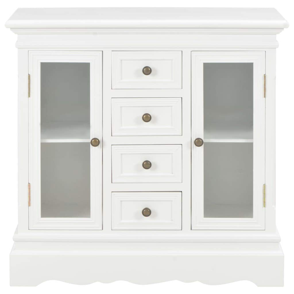 Tidyard Sideboard mit 4 Schubladen und 2 Glastüren Kommode Vitrinenschrank Beistellschrank Mehrzweck