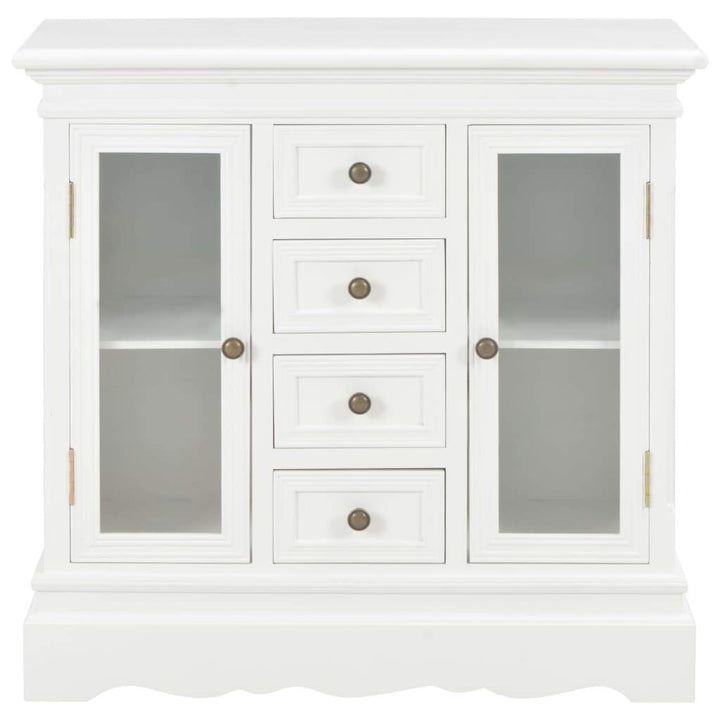 Tidyard Sideboard mit 4 Schubladen und 2 Glastüren Kommode Vitrinenschrank Beistellschrank Mehrzweck