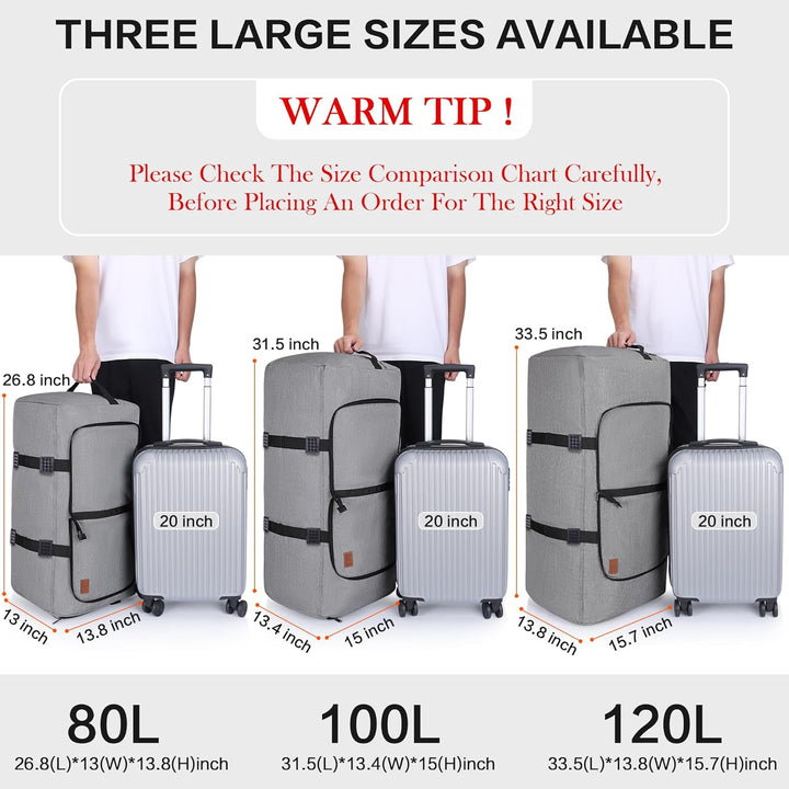 Vogshow Reisetasche grosse Faltbare 100L, Weekender Übernachtungstasche Seesack wasserdicht Sporttas