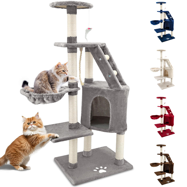 Beltom® KRATZBAUM KATZENKRATZBAUM KLETTERBAUM KATZENBAUM SPIELBAUM Park Spiele H. 120 cm - Grau, Gra