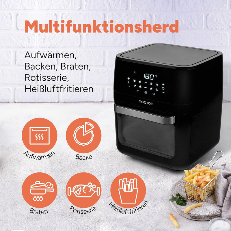 Noaton A120 Ultra Pro Heissluftfritteuse 12L, Fritteuse ohne Öl, Inklusive Rezeptbuch und 26 cm Küch