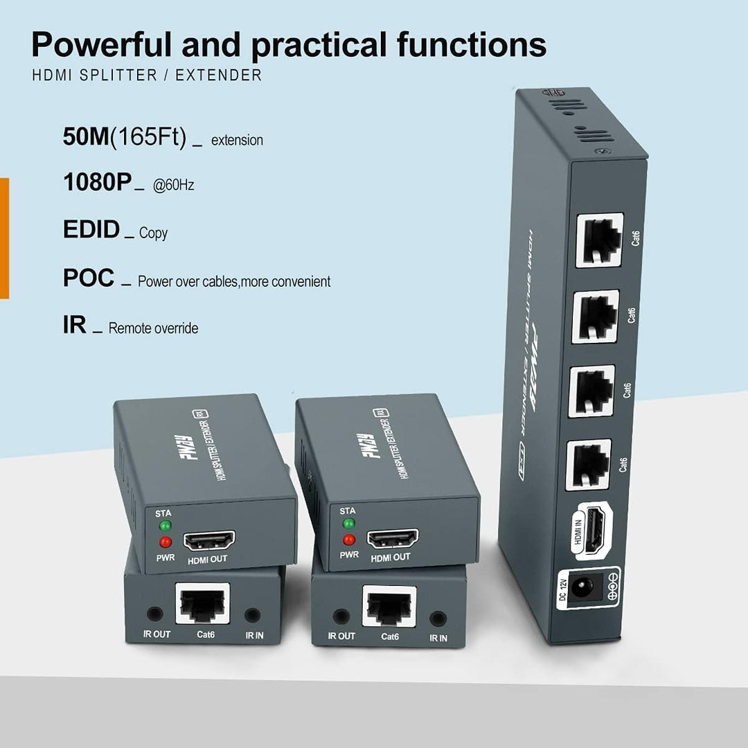 PW-HTS0104IR（POC） 1X4 Port HDMI Splitter Extender/Verteiler Ultra HD 1080P Ohne Verzögerung 60m über