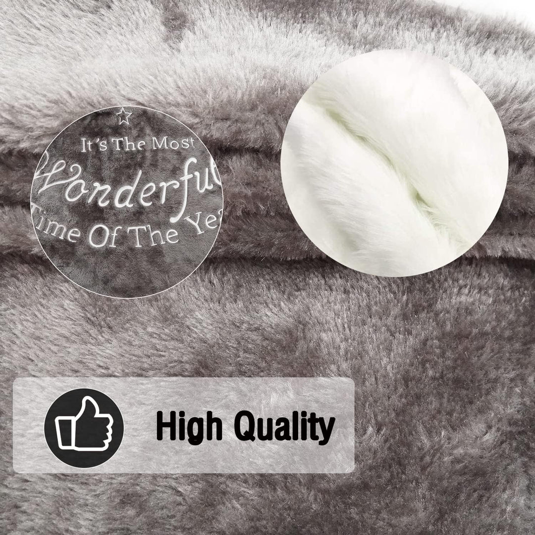 Ywlake Weihnachtsbaum-Rock Grosser Luxus-Kunstpelz-Weiss-Grau-Baum-Rock mit Schneeflocken-Doppelschi