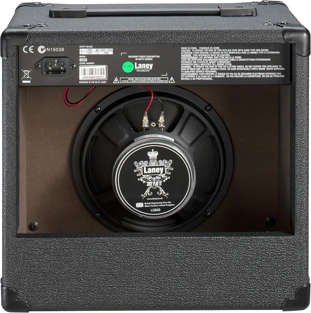 Laney LX Series LX20R - Guitar Combo Amp - 20W - 8 inch Woofer - With Reverb 20" Black, 20" Black