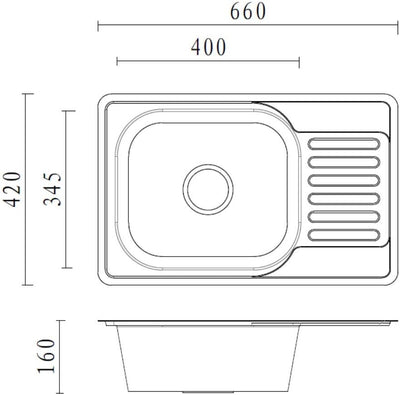 VBChome Einbauspüle mit Armatur 66x42 Leinenstruktur Edelstahl Küchenspüle Spüle Ablagefläche Abtrop