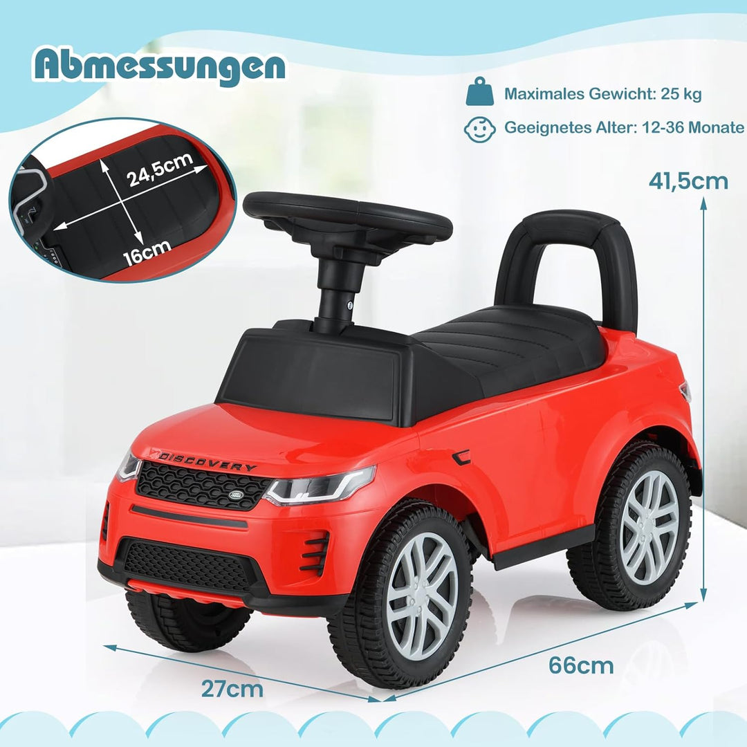 DREAMADE Rutschauto für Kinder, Land Rover Rutscherfahrzeug mit Lenkrad, Hupe, Motorsound, Stauraum