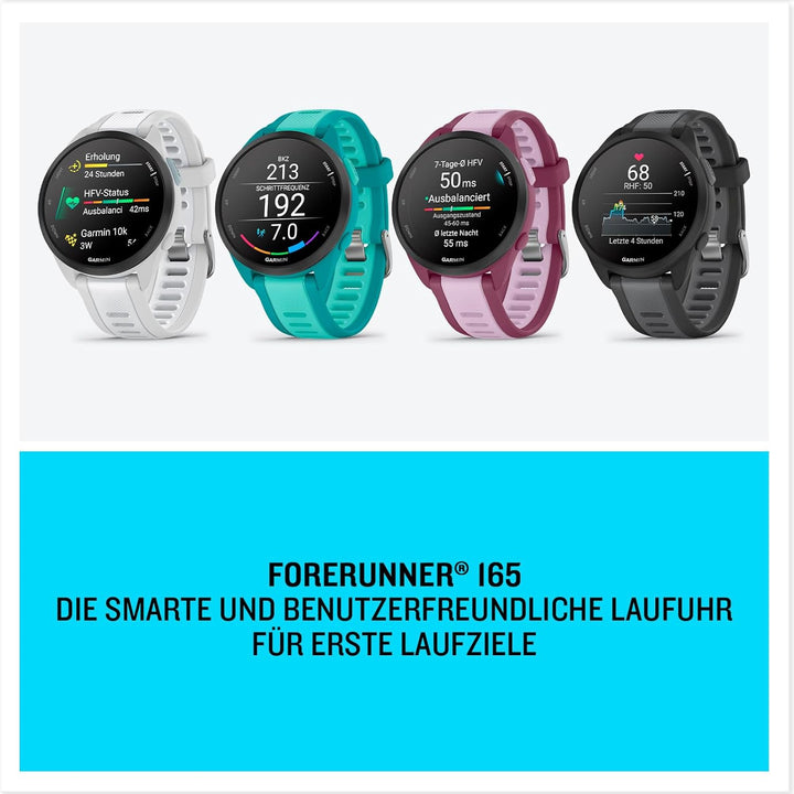 Garmin Forerunner 165 Music - leichte GPS Smartwatch zum Laufen, mit 1,2" AMOLED Touchscreen, Traini