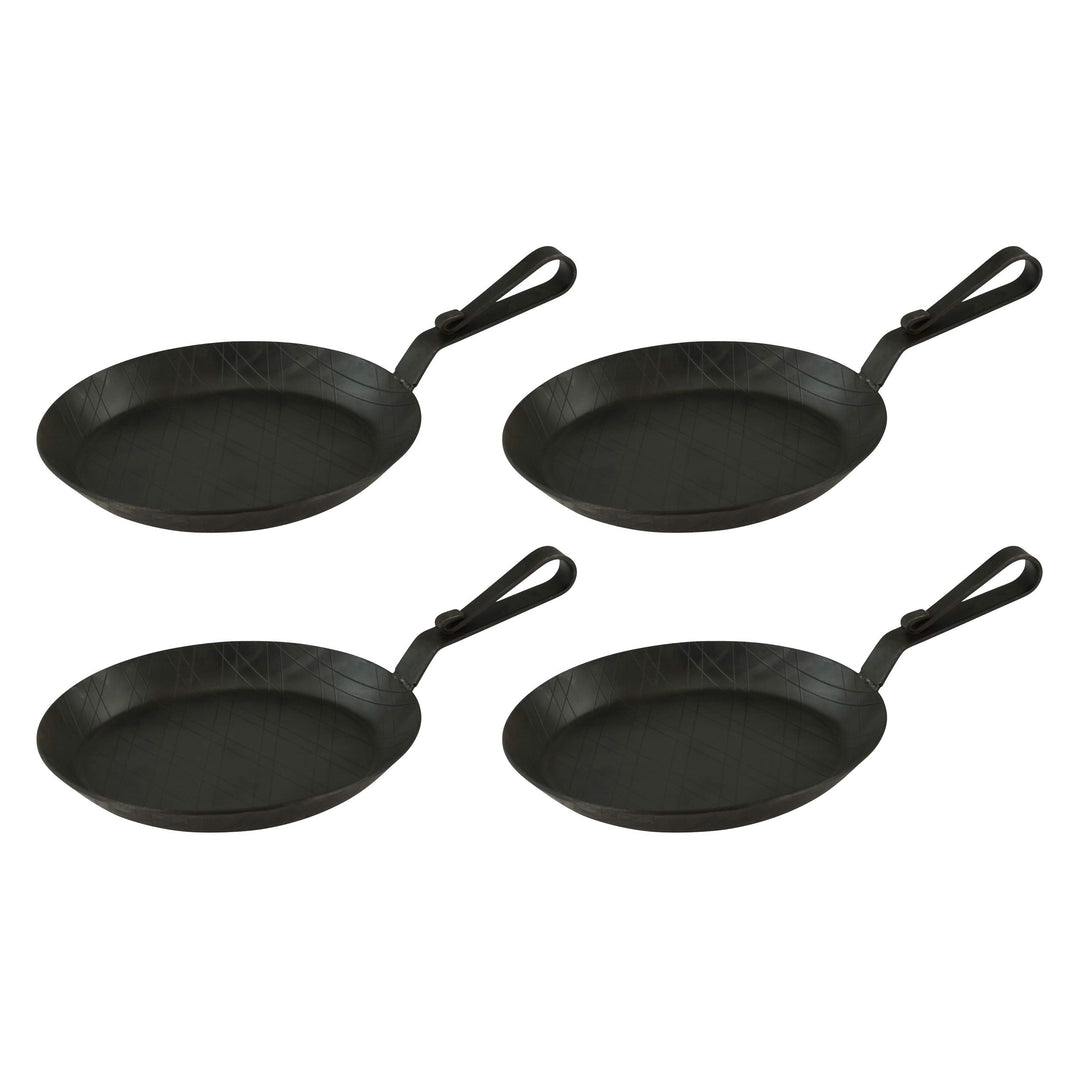 Servierpfanne aus Schmiedeeisen mit gebogenem Hakenstiel Ø 20 cm 4 Stück SPTyp5-4er, SPTyp5-4er