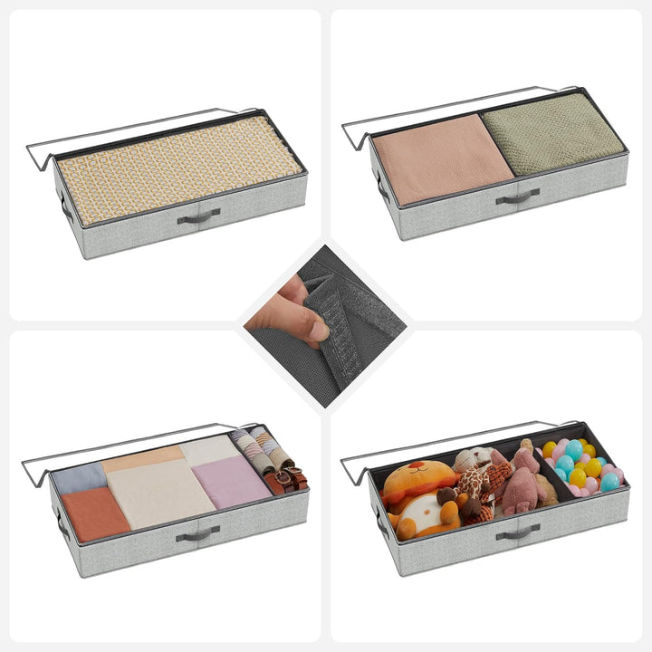 SONGMICS Unterbettkommode, 2er Set, Unterbett Aufbewahrungsbox mit Sichtfenster, Faltbarer Organizer