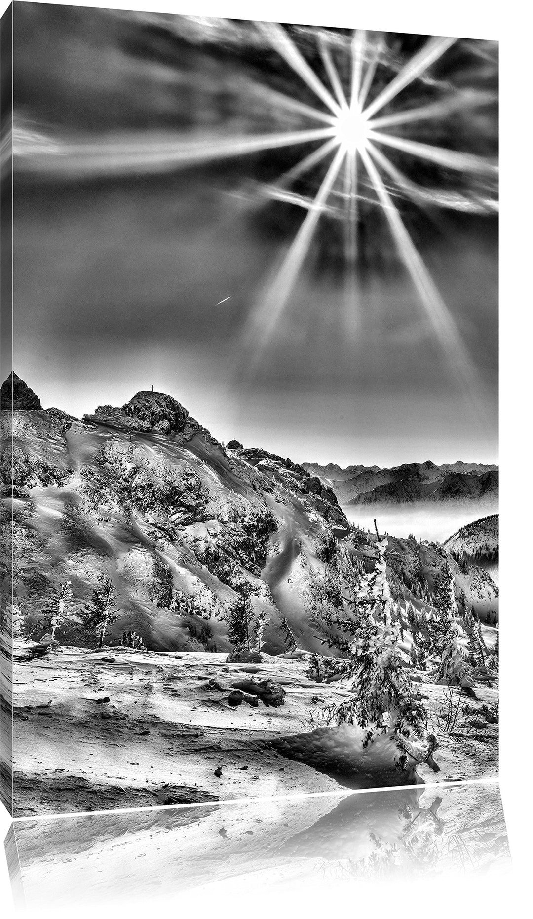 Monocrome, Tannheimer Tal, Format: 100x70 auf Leinwand, XXL riesige Bilder fertig gerahmt mit Keilra