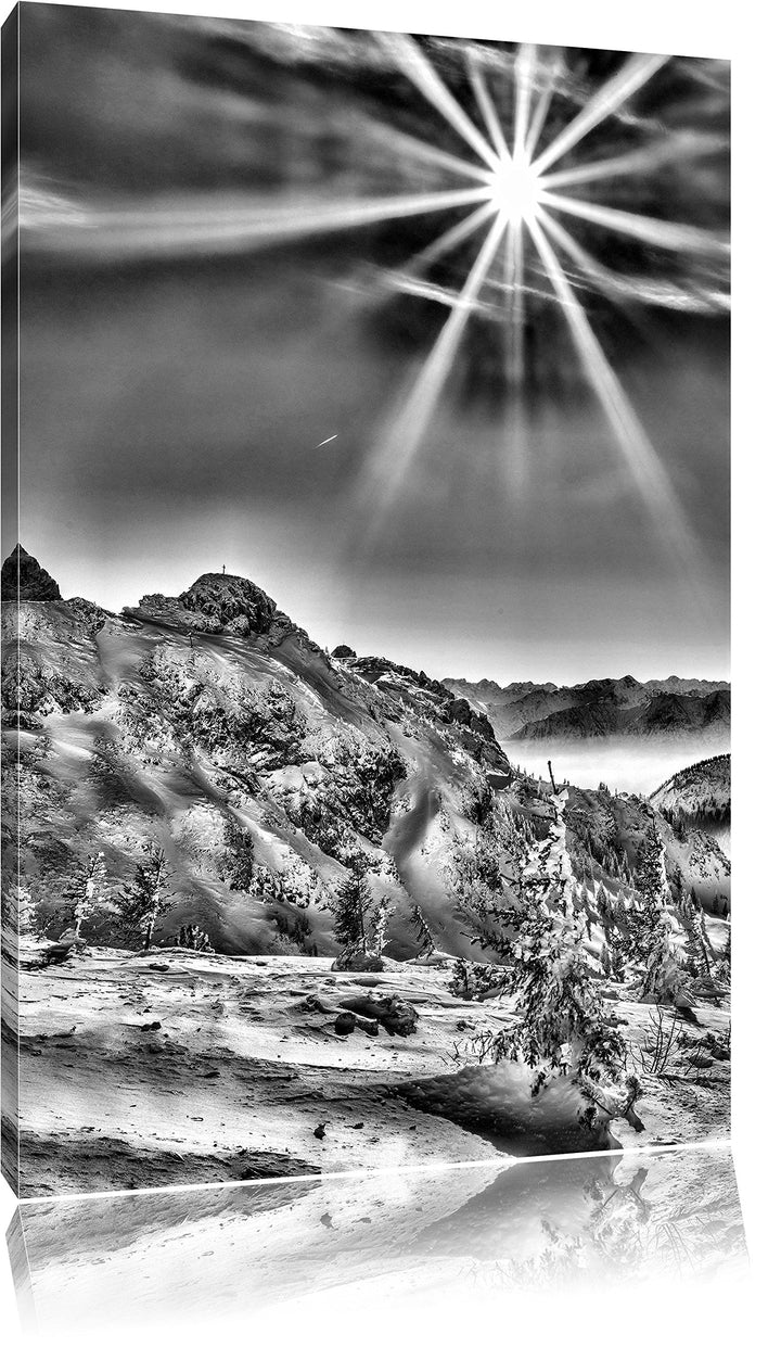 Monocrome, Tannheimer Tal, Format: 100x70 auf Leinwand, XXL riesige Bilder fertig gerahmt mit Keilra