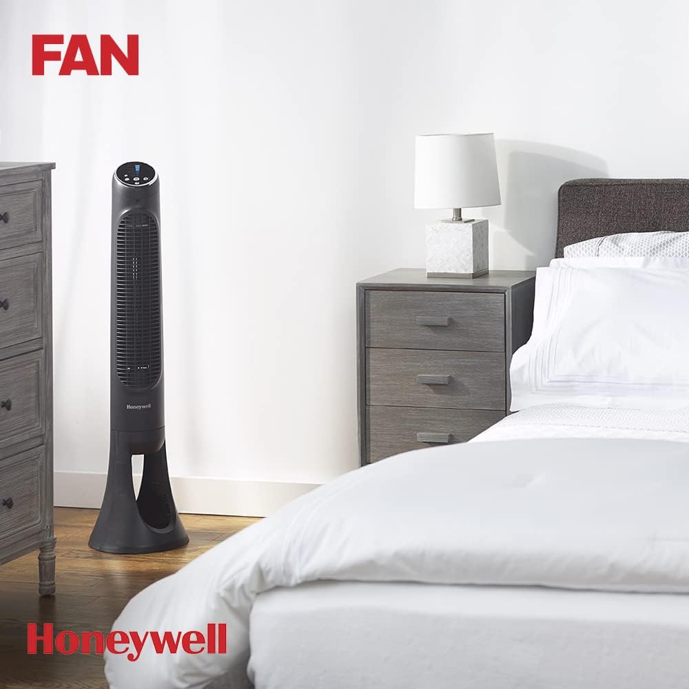 Honeywell QuietSet Tower (8 Geschwindigkeitseinstellungen, Oszillation 80°, Timer-Funktion, Fernbedi