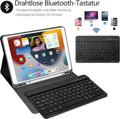 Tastatur Hülle 10.2 Zoll für IPad 9th Gen 2021/8th Gen 2020/7th Gen 2019/IPad Air 3 Gen 2019/IPad Pr