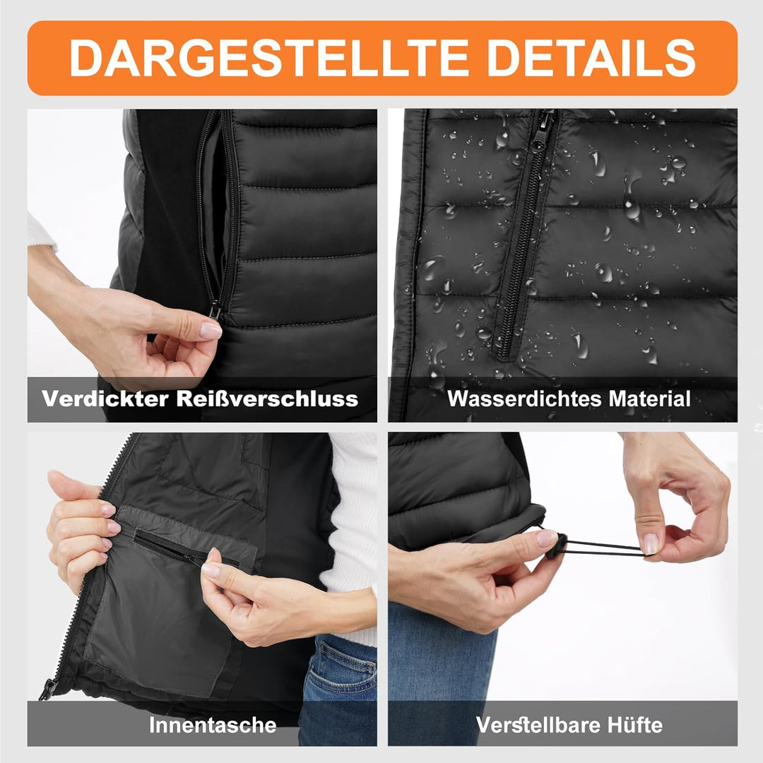 seenlast Beheizbare Weste, Heizweste Herren mit powerbank 10000 mAh, Weste Beheizbar Thermoweste Wär