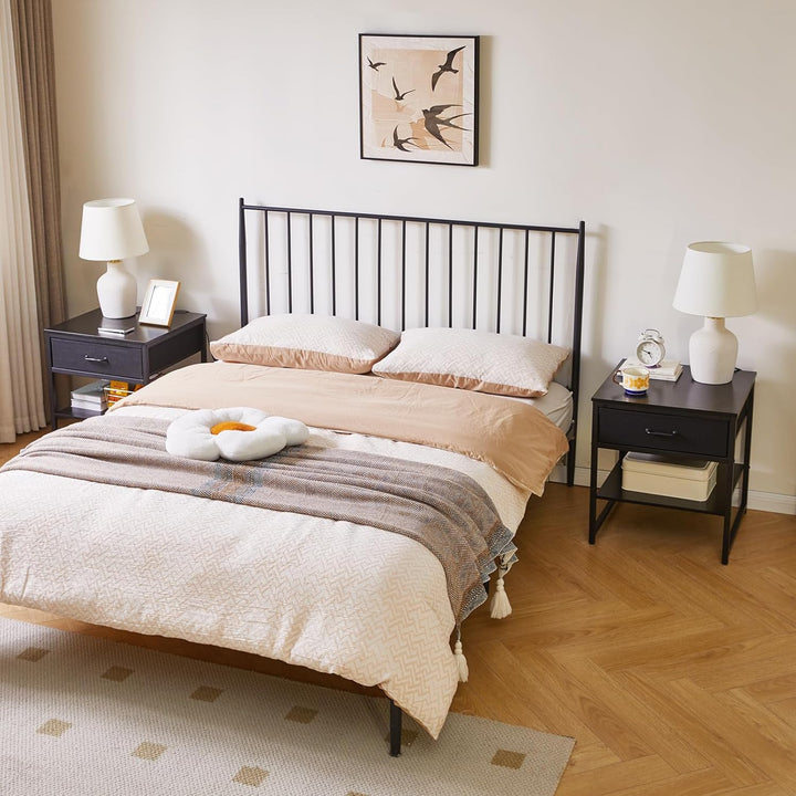 Grosser Beistelltisch mit Stoffschublade, verstellbares Ablagefach 50cm, quadratischer Teetisch, Küh