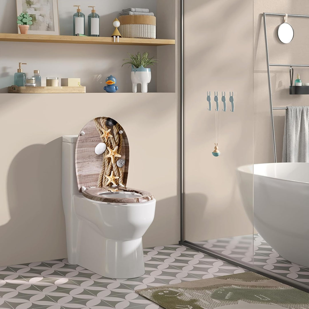 WOLTU WC Sitz mit Absenkautomatik,Toilettensitz Motiv,Klodeckel mit Quick-Release-Funktion undPremiu