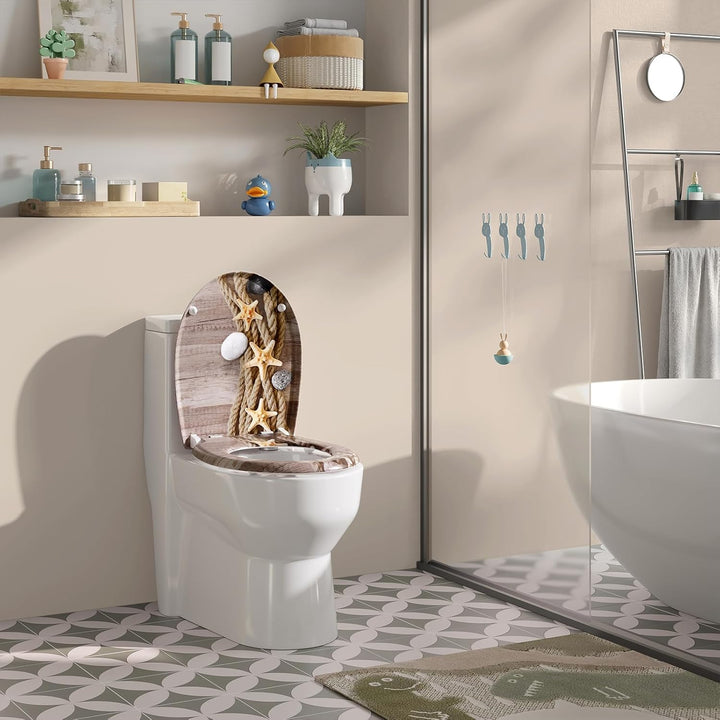 WOLTU WC Sitz mit Absenkautomatik,Toilettensitz Motiv,Klodeckel mit Quick-Release-Funktion undPremiu