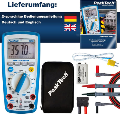 PeakTech 2180 – Digitales Multimeter mit LCR-Meter, Widerstand, Kapazität, Induktivität, Messgerät,