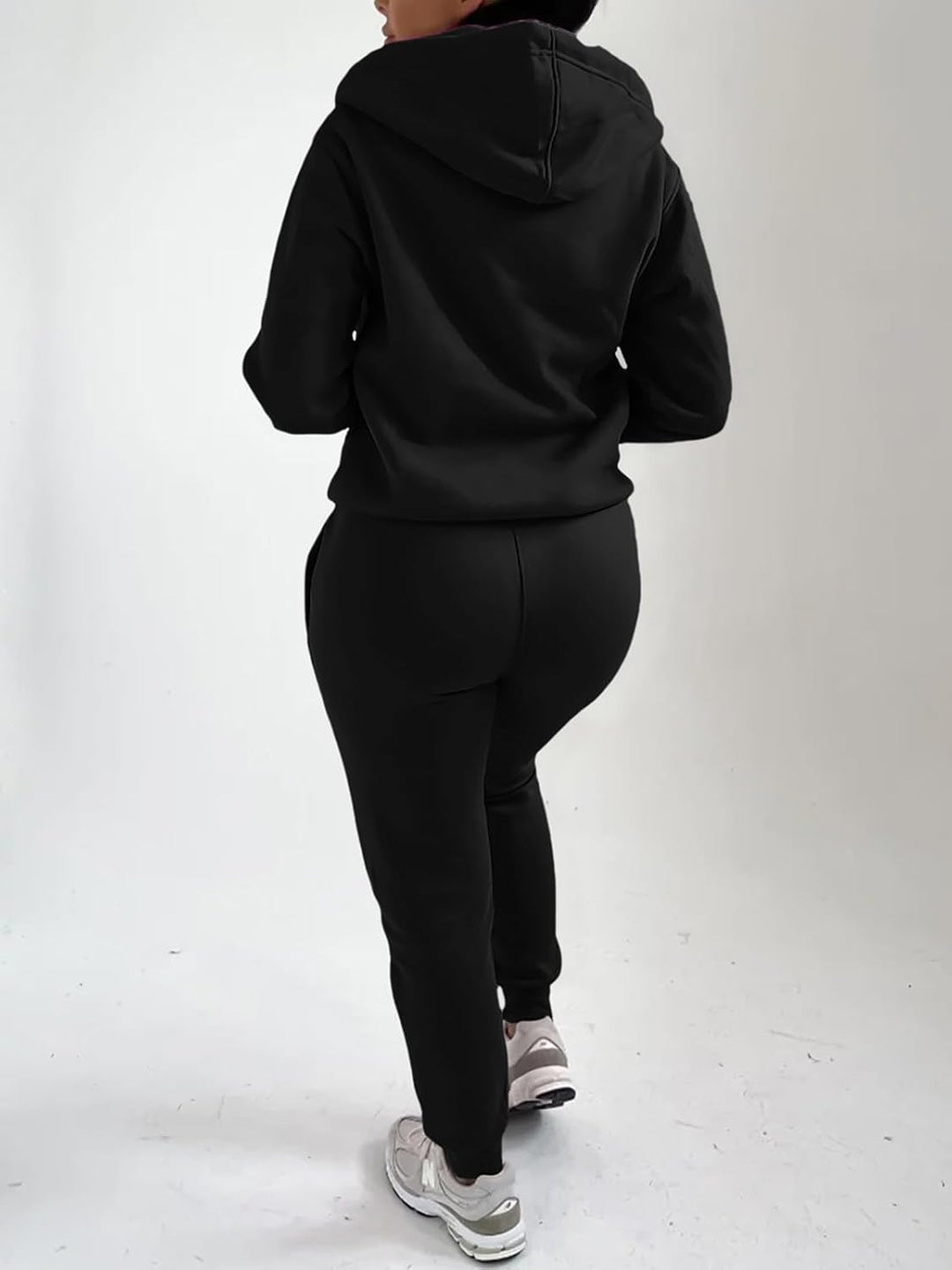 REORIA Damen Trainingsanzüge Warm Baumwolle Hausanzug Dicker Jogginganzug Set Langarmes Activewear W