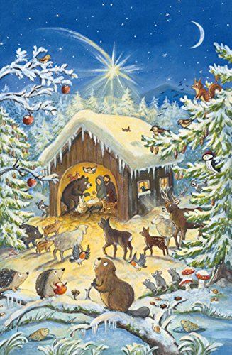 Tiere auf dem Weg zur Krippe. Ein Adventskalender mit einem grossen Fensterbild (Adventskalender mit