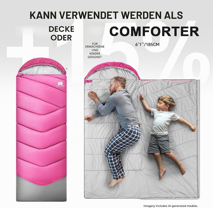 Schlafsack für Erwachsene bei Kälte, Tragbar, Wasserdicht, Leichtgewichtiger Schlafsack für Grosse P