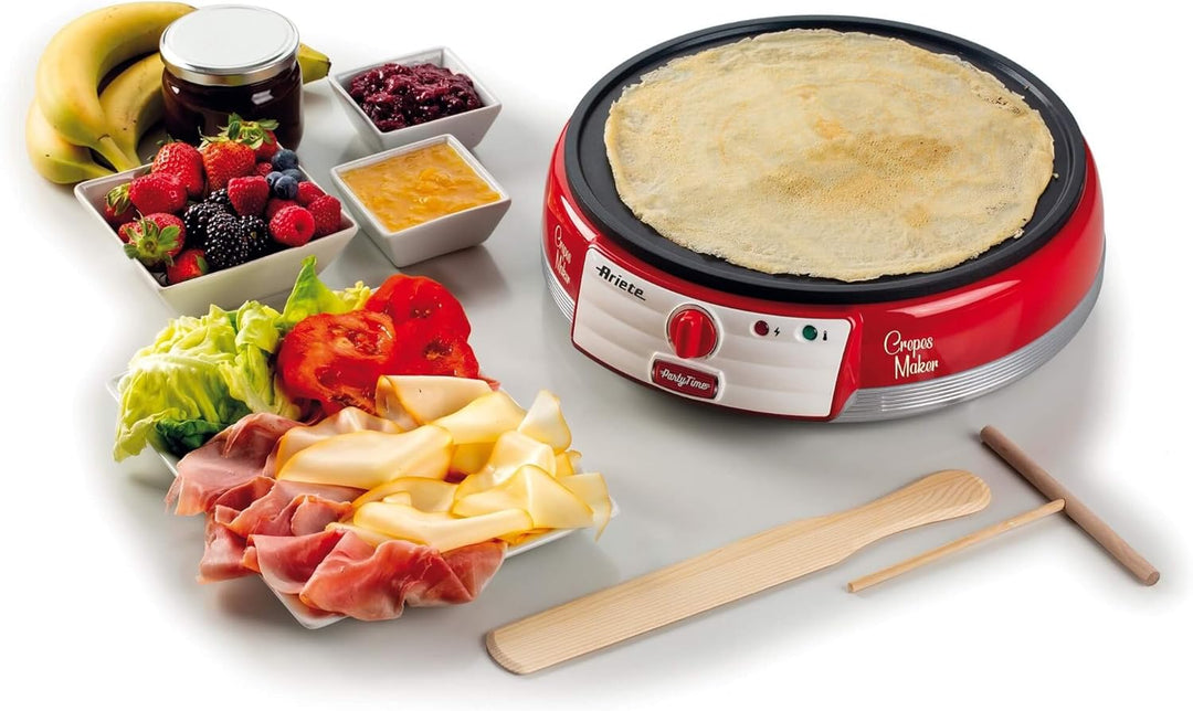 Ariete 202 Crepes Maker Party Time, Elektrische Kochplatte für Crepes, 1000 W, Antihaftbeschichtete