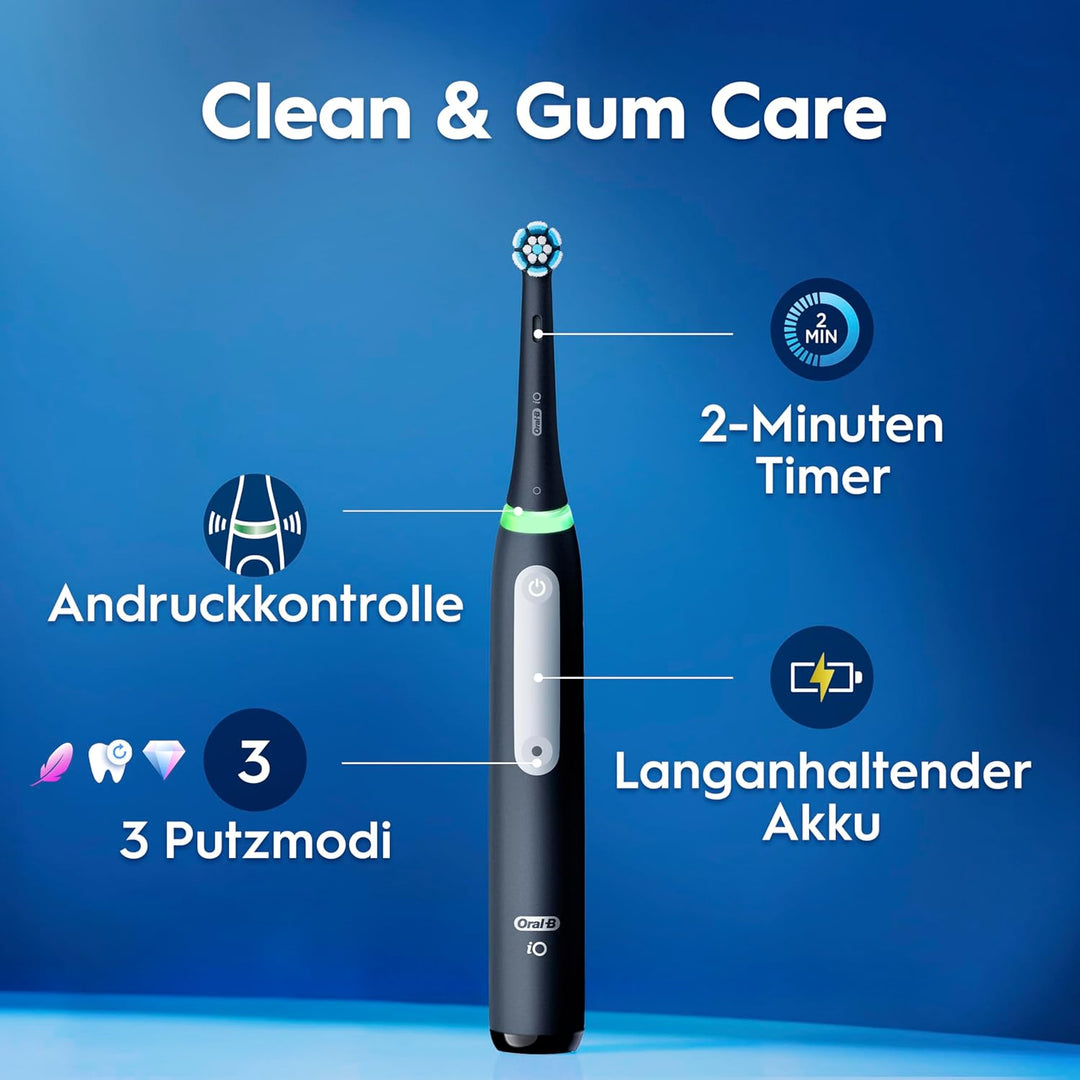 Oral-B iO Series 3 Elektrische Zahnbürste oder Electric Toothbrush, Doppelpack, 2 Aufsteckbürsten, 3