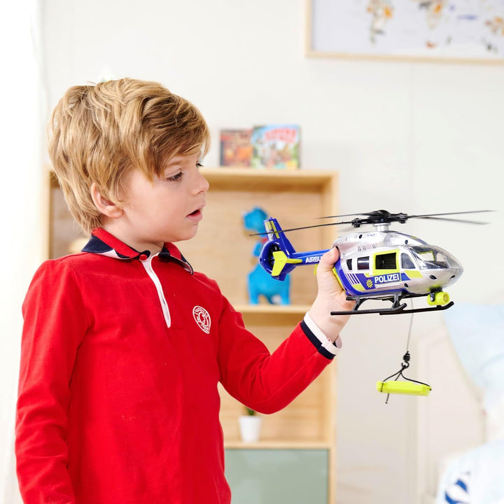 Dickie Toys - Polizei-Hubschrauber Airbus H145 (36 cm) - Spielzeug-Helikopter mit Aufzieh-Propeller,