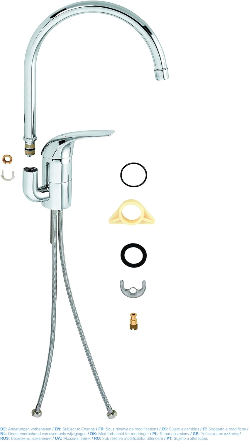 GROHE Euroeco - Einhand- Spültischarmatur (Einlochmontage, variable Mengenbegrenzung, flexibler Ansc