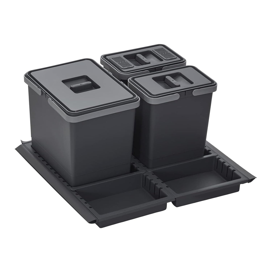 SOTECH Abfallsammler Draw 15+6+6L Abfalleimer mit Deckel Abfallsystem für Auszug Korpusbreite 60 cm