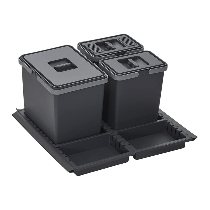 SOTECH Abfallsammler Draw 15+6+6L Abfalleimer mit Deckel Abfallsystem für Auszug Korpusbreite 60 cm