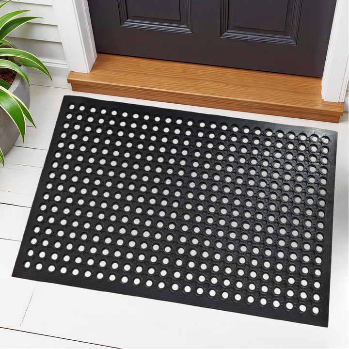 Strapazierfähige Gummimatte mit rundem Loch-Design, rutschfeste, wasserdichte Matte für den Innen- u