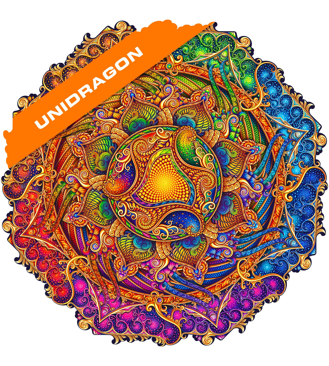 UNIDRAGON Original Holzpuzzle — Mandala Inexhaustible Abundance, 700 Teile, Royal Grösse 17.7x17.7 Z