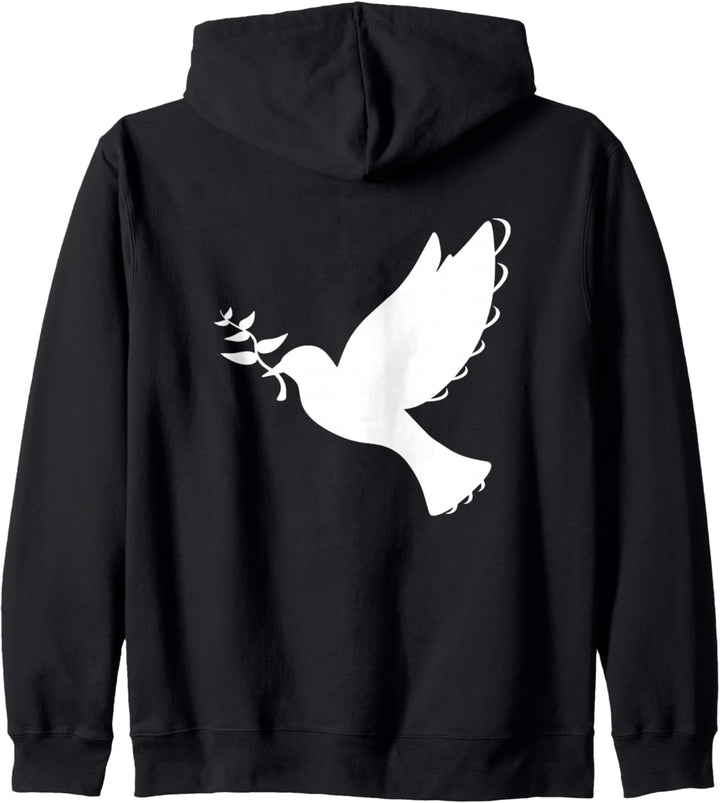 Backprint Friedenstaube mit Ölzweig Friedenszeichen Frieden Kapuzenjacke