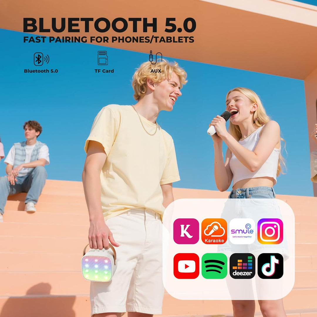 Ankuka Karaoke Maschine mit 1 Drahtlosen Mikrofonen für Kinder, Tragbares Bluetooth KTV Anlage, Laut