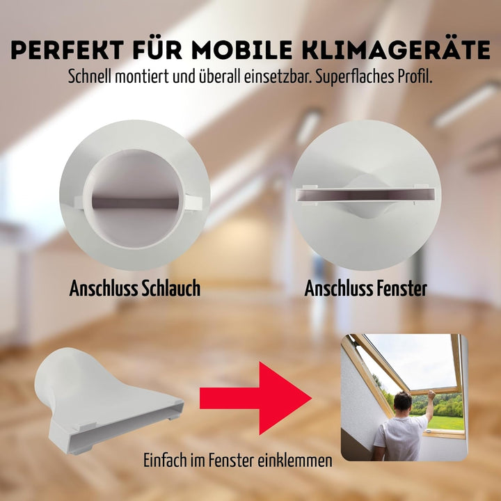 Flacher Schlauch Adapter für Dachfenster Kippfenster für 100mm Flach Abluft Schlauch für Klimaanlage