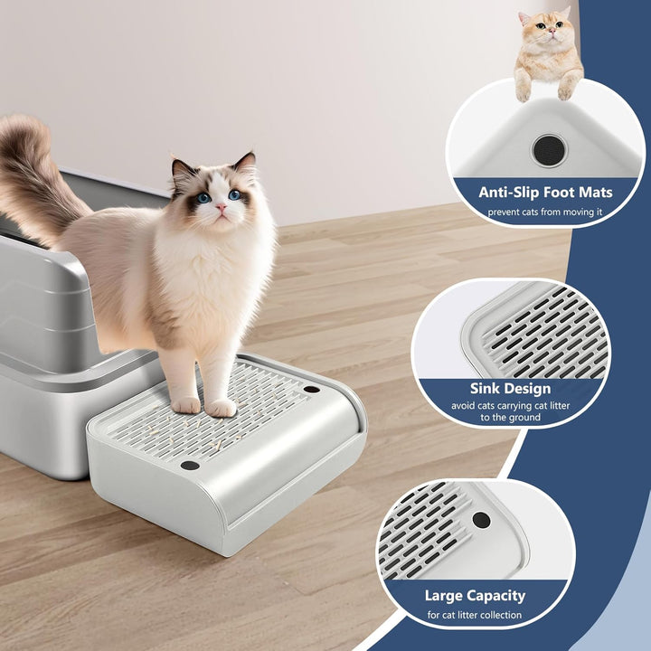 Kalolary Katzenrampe für Katzentoiletten, Katzen Trethocker mit Filterfunktion Leicht Reinigen Haust
