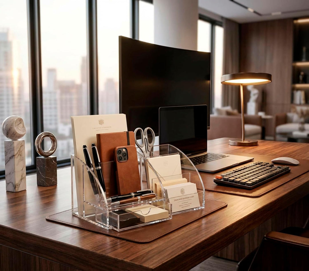Osco AD01 Schreibtisch-Organizer aus klarem Acryl, Clear Acrylic Clear Acrylic Single, Clear Acrylic