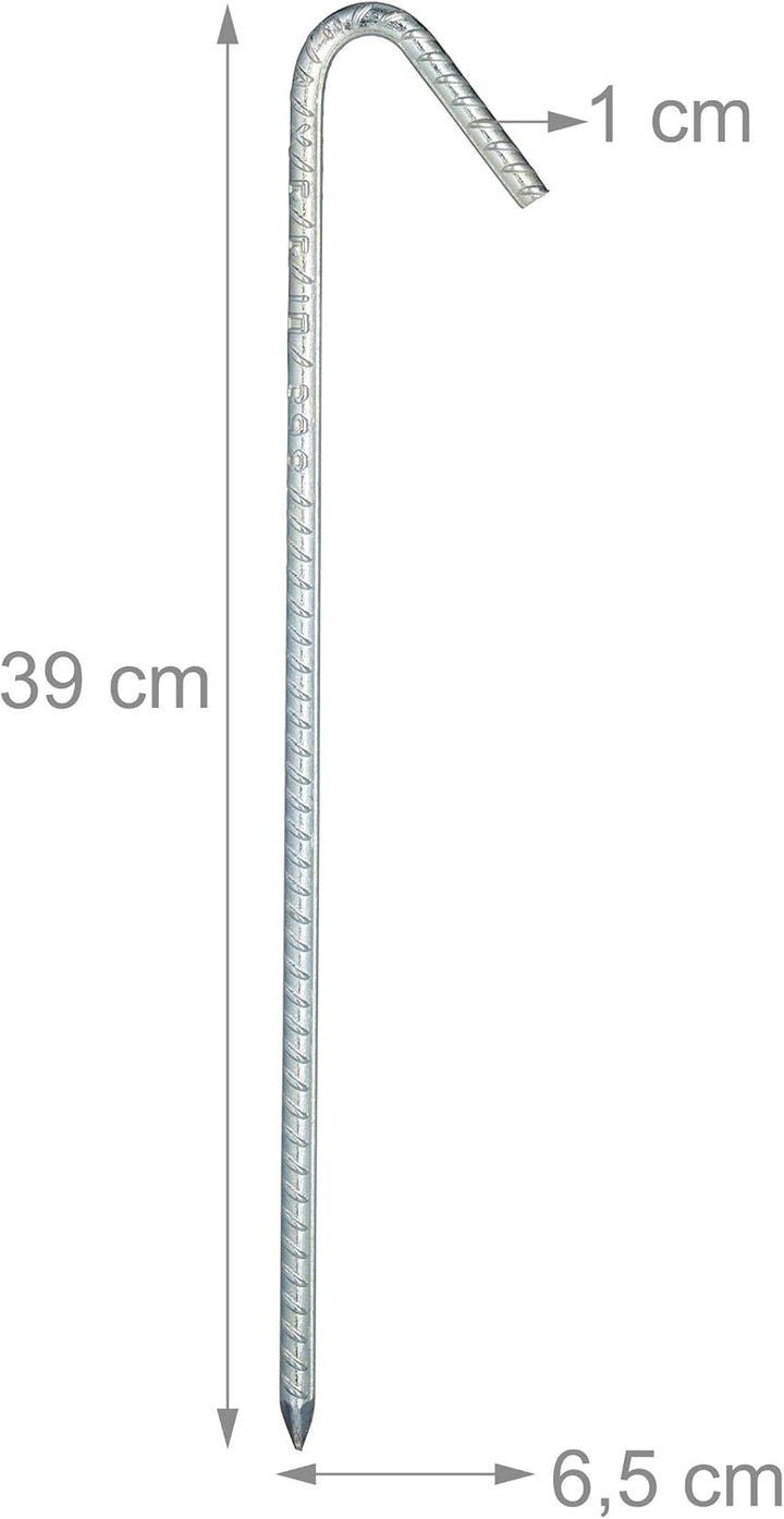 Relaxdays, silber XL Bodenanker im 10er Set, extrem stabile Erdanker, Zeltzubehör, extra lang, 37 cm