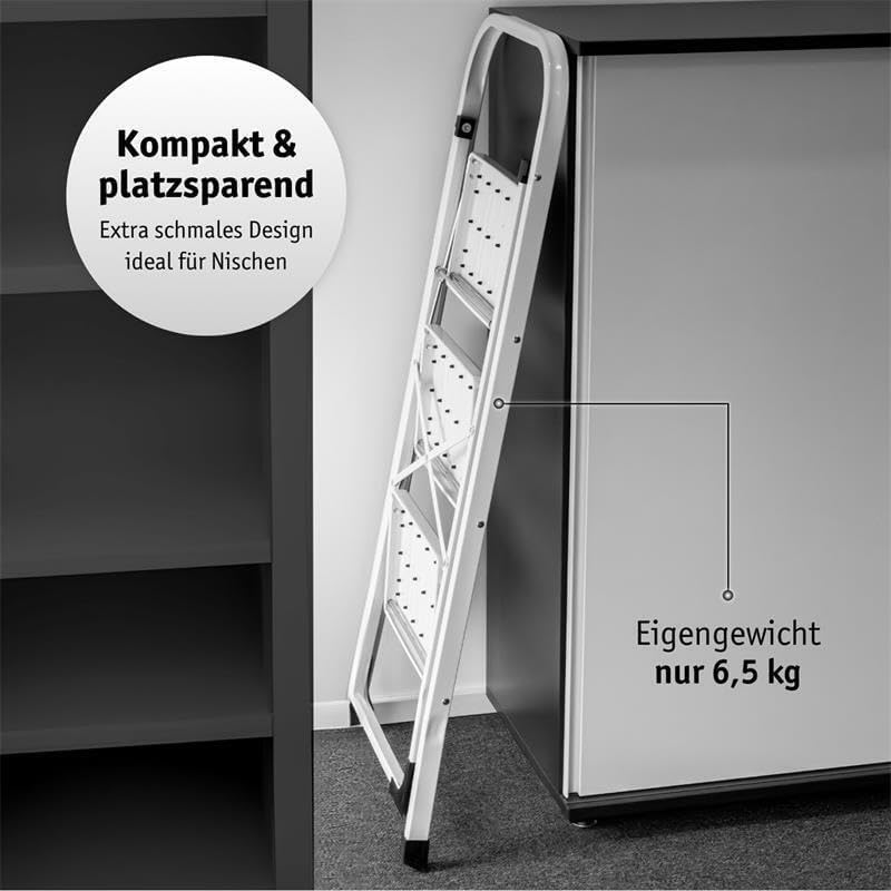 Lefeld 3-Stufige Trittleiter klappbar Klappstufen Klapptritt Stehleiter Leiter faltbar Tritthocker T