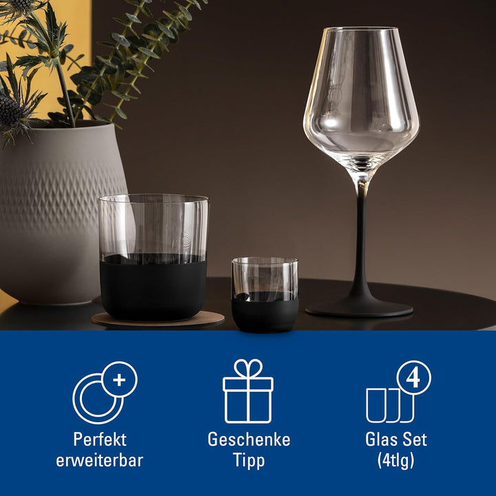 Villeroy & Boch – Manufacture Rock Shot Glas Set/ Schnapsglas, Set 4 teilig, Kristallglas mit mattsc