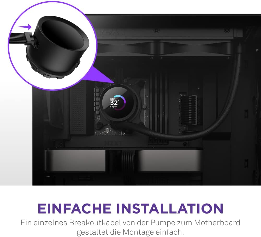 NZXT Kraken 280 - RL-KN280-B1-280mm AIO CPU Wasserkühlung - 1,54" LCD Display 240x240-2x140mm PWM Fa