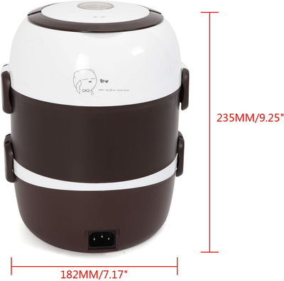 Lightakai Elektrisch Lunchbox, 2L Tragbare Brotdose Reiskocher Dampfgarer 3 Schicht Reiskocher Dampf