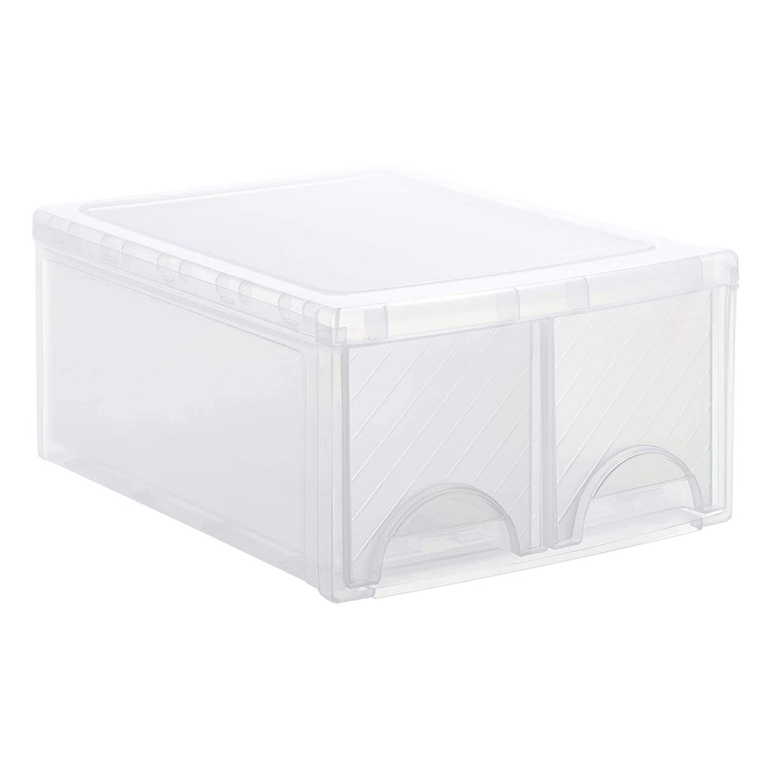 Rotho Frontbox grosse Schubladenbox mit 2 Schüben, Kunststoff (PP) BPA-frei, transparent, twin, twin