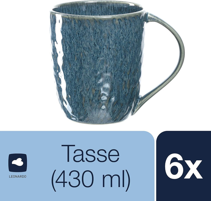 LEONARDO HOME 018548 MATERA 6er Set Becher, Keramik, blau, Blau