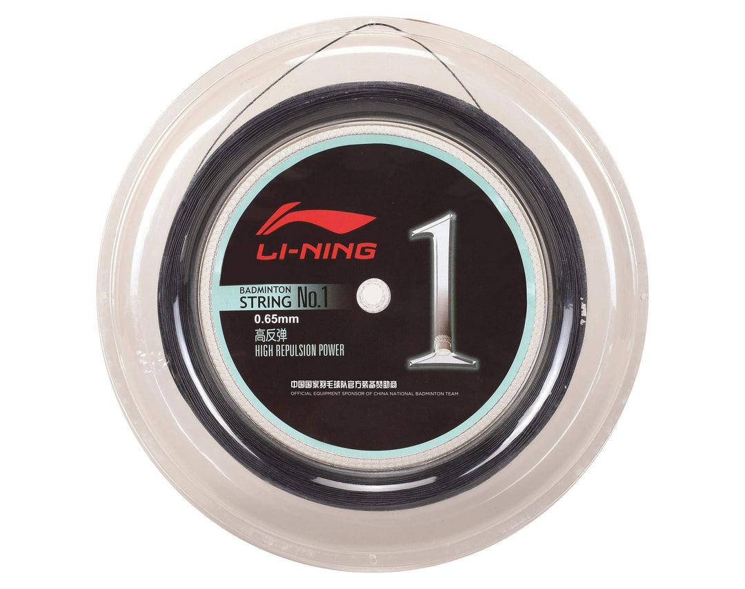 LI-NING High-Performance Badmintonsaite No.1 Badmintonstring 200m AXJJ072 Schwarz, Schwarz