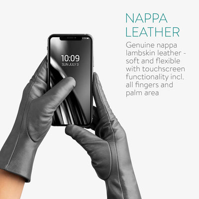 Navaris Touchscreen Nappa Lederhandschuhe für Damen - Leder Handschuhe aus Lammleder mit Kaschmir Mi