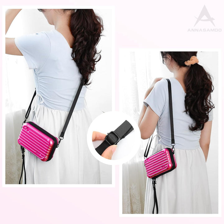 Mini Koffer Umhängetasche, Kleiner Koffertasche Handtasche Innentaschen Kosmetiktasche Hardcase mit
